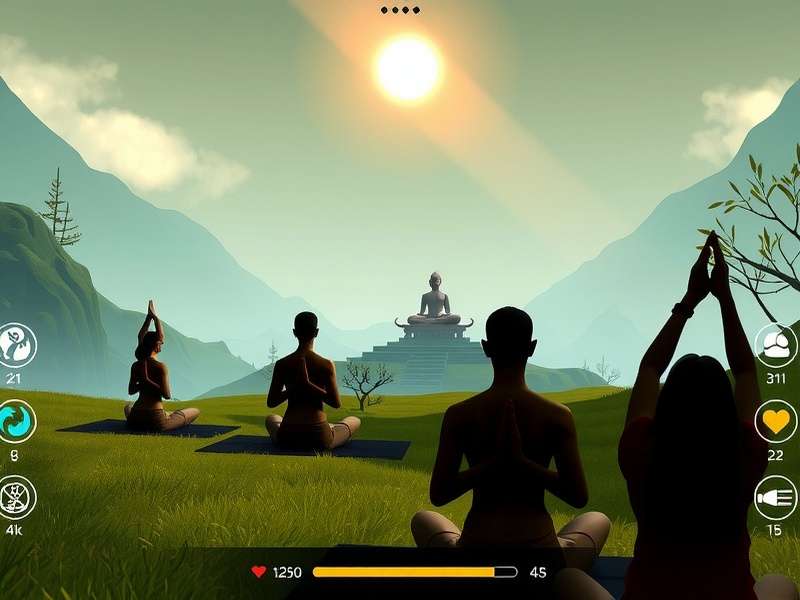 Sacred Yoga Odyssey progression system showing different yoga realms